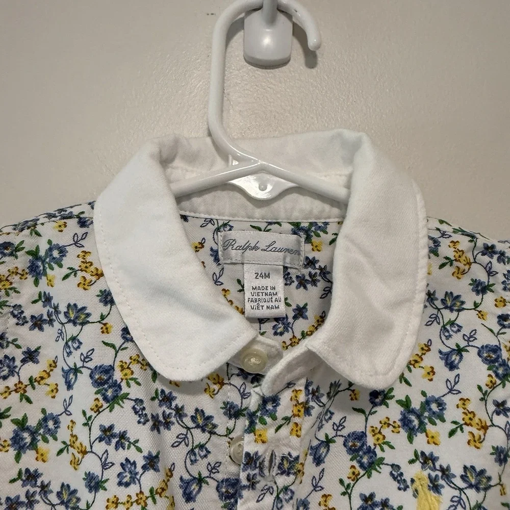 Ralph Lauren Floral Cotton Shirtdress and Bloomer Size 24 Months